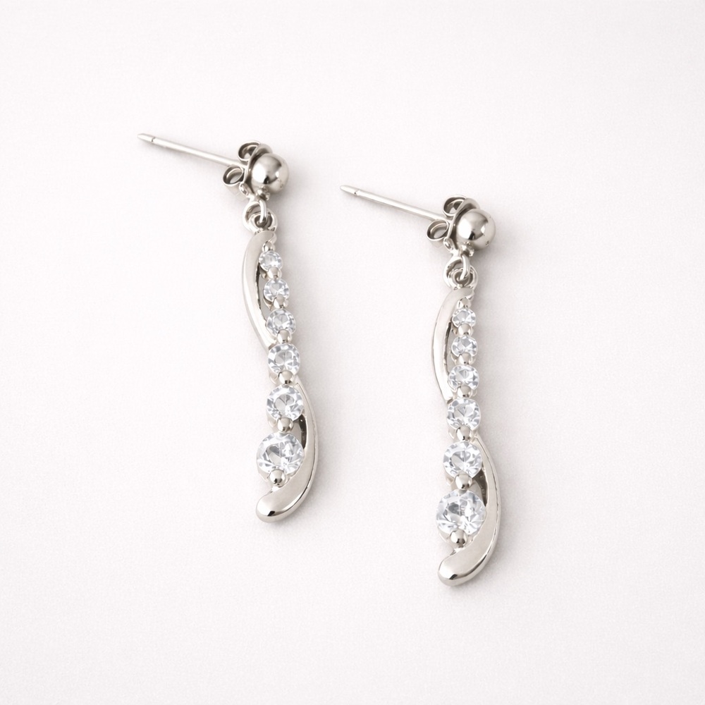 925 Sterling Silver CZ Drop Earrings | Elegant Dangle | NWOT